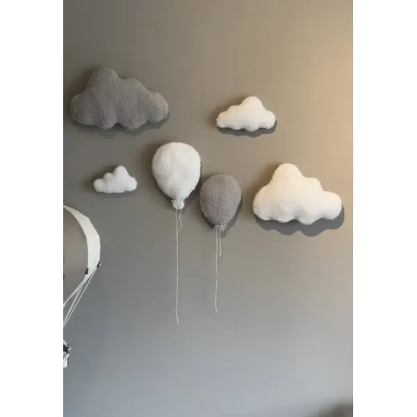 Muurdecoratie wolken en ballonnen (bouclé teddy)