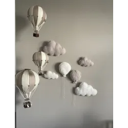 Muurdecoratie wolken en ballonnen (bouclé teddy)