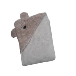 Omslagdoek van een zandkleurige teddy en badstof